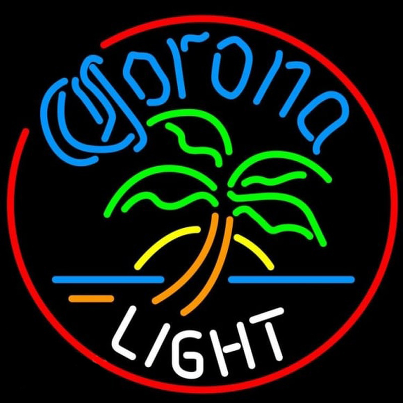 Corona Light Circle Palm Tree Beer Sign Neontábla