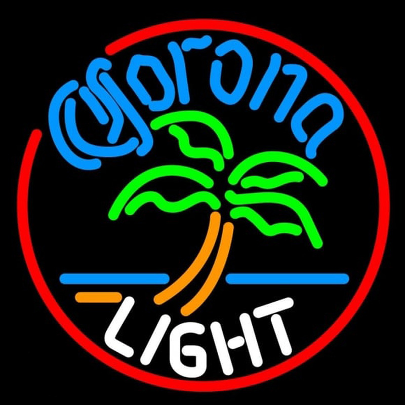 Corona Light Circle Palm Tree Beer Sign Neontábla