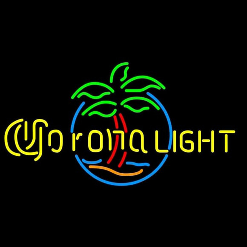 Corona Light Palm Tree Circle Beer Sign Neontábla