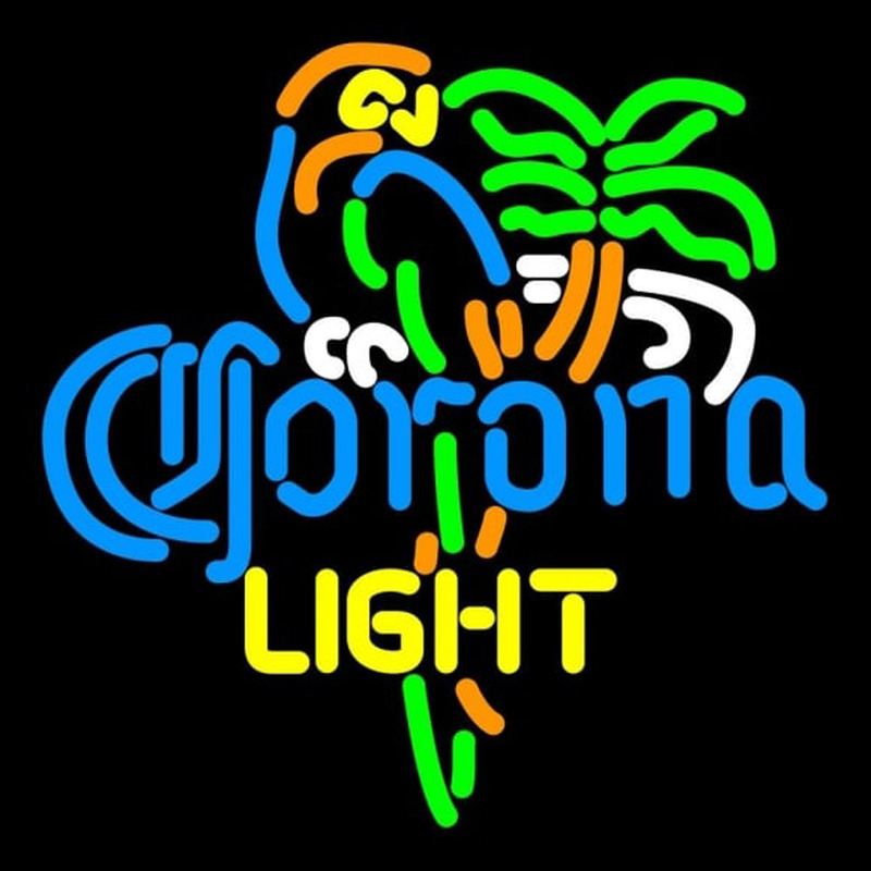 Corona Light Parrot Palm Tree Beer Sign Neontábla