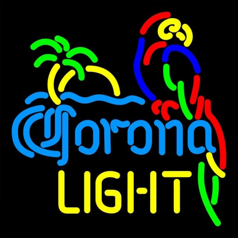 Corona Light Parrot With Palm Beer Sign Neontábla