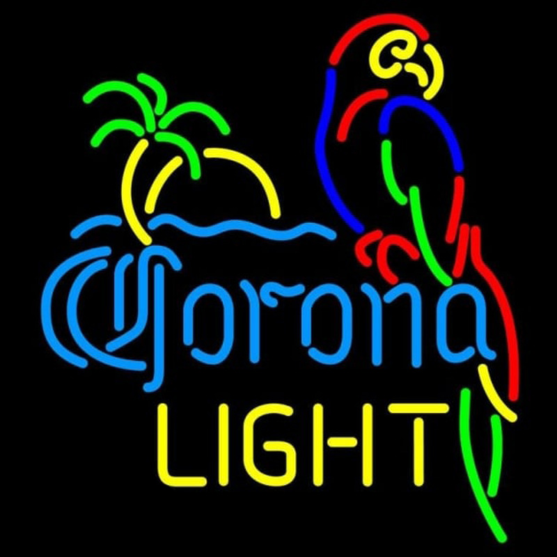 Corona Light Parrot with Palm Beer Sign Neontábla