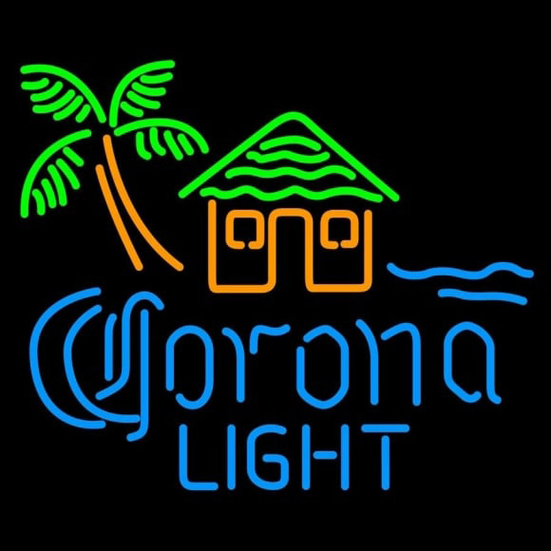 Corona Light Tiki Hut w Palm Tree Beer Sign Neontábla