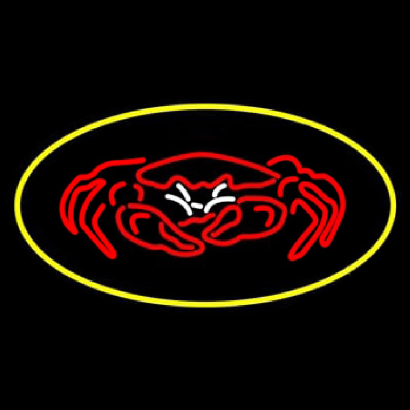 Crab Seafood Logo Oval Yellow Neontábla