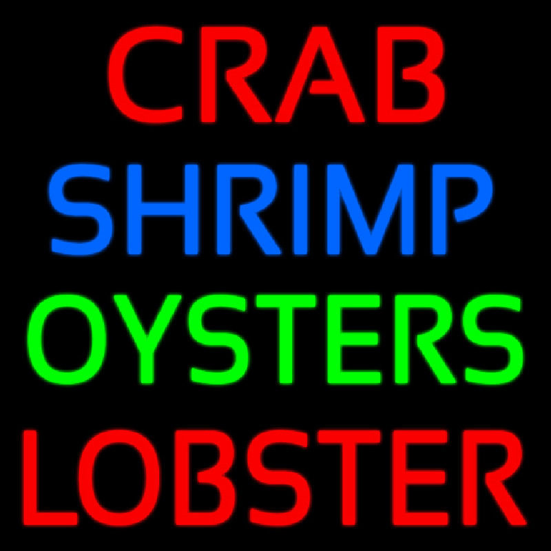 Crab Shrimp Lobster Oyster Neontábla