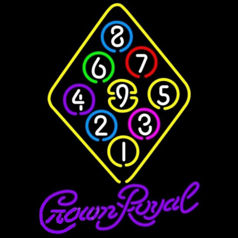 Crown Royal Ball Billiards Rack Pool Beer Sign Neontábla