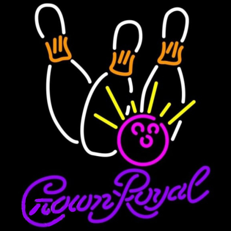 Crown Royal Bowling White Pink Beer Sign Neontábla