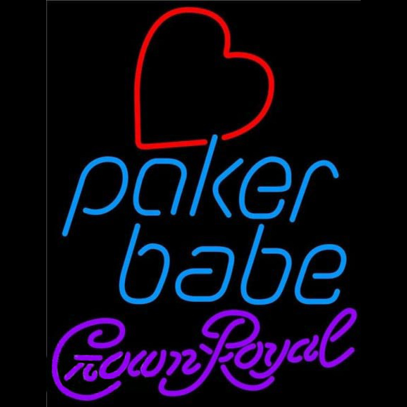 Crown Royal Poker Girl Heart Babe Beer Sign Neontábla