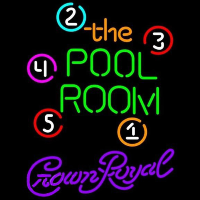 Crown Royal Pool Room Billiards Beer Sign Neontábla