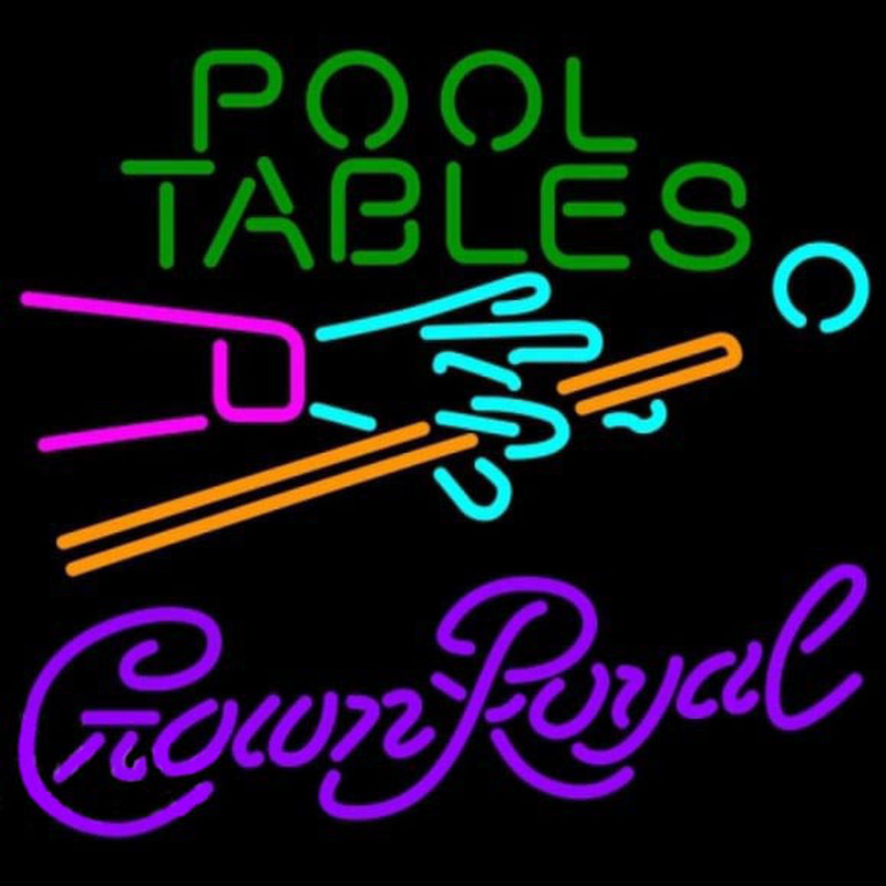 Crown Royal Pool Tables Billiards Beer Sign Neontábla