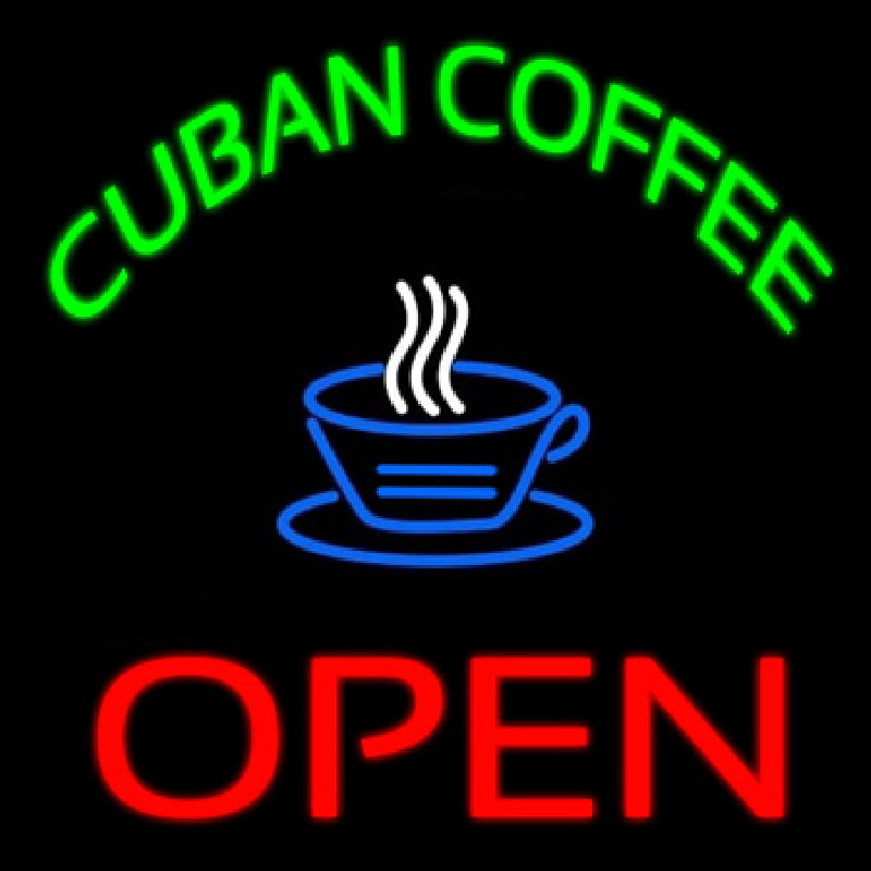 Cuban Coffee Red Open Logo Neontábla