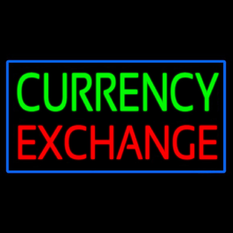 Currency E change Blue Border Neontábla