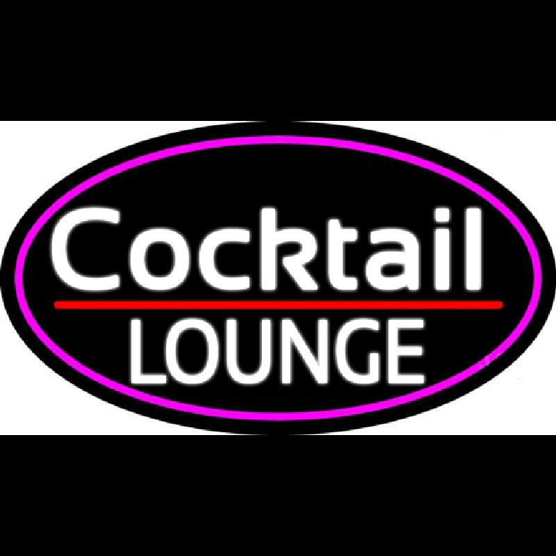 Cursive Cocktail Lounge Oval With Pink Border Neontábla