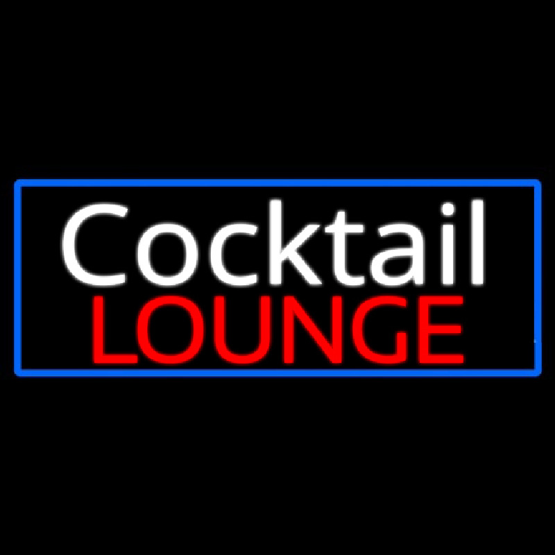 Cursive Cocktail Lounge With Blue Border Neontábla