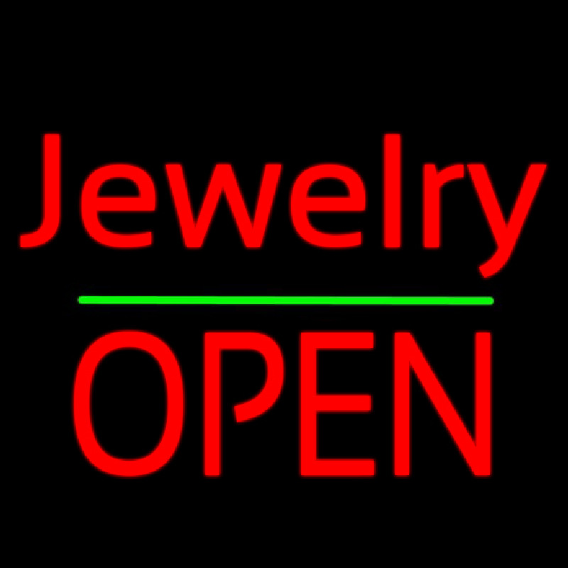 Cursive Jewelry Green Line Open Neontábla