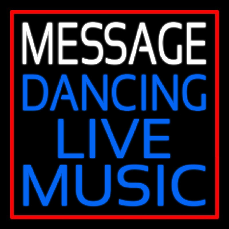 Custom Block Blue Live Music Dancing Red Border Neontábla