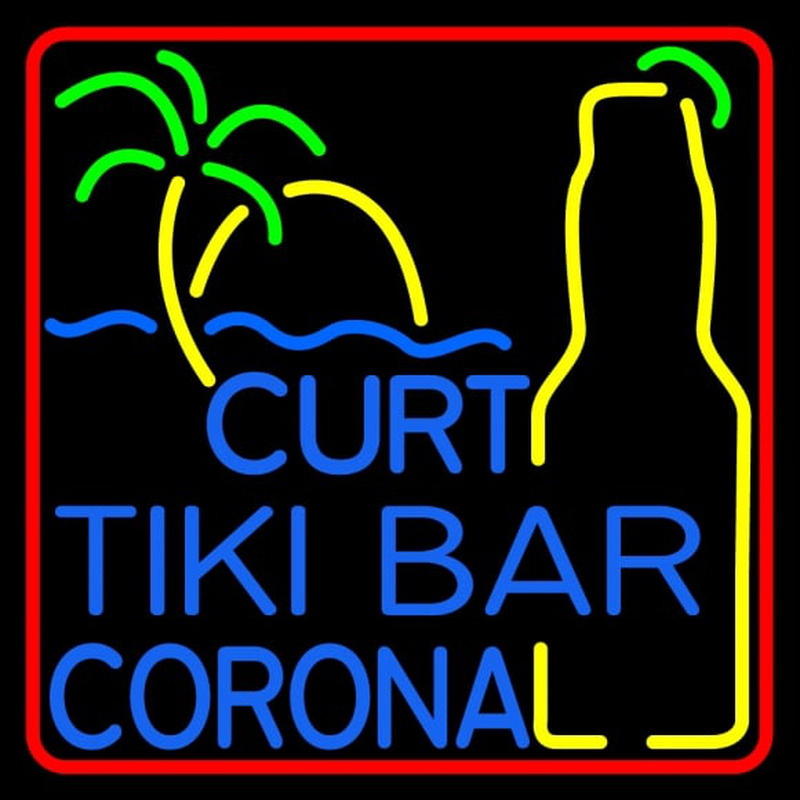 Custom Curt Tiki Bar Corona Logo Neontábla