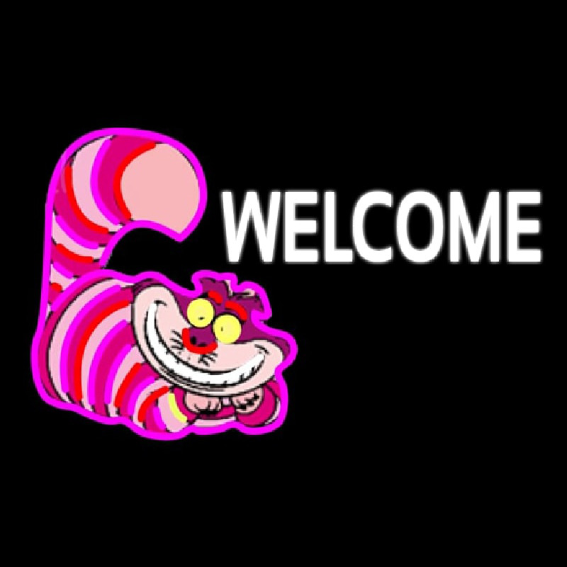 Custom Welcome With Smiley Cat 1 Neontábla