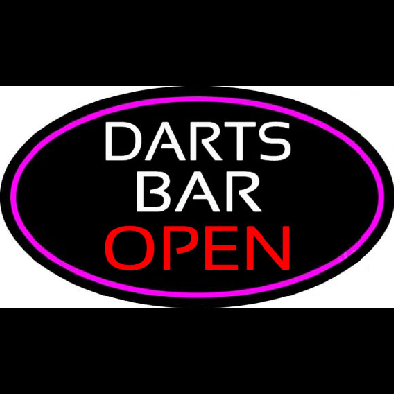 Dart Bar Open Oval With Pink Border Neontábla