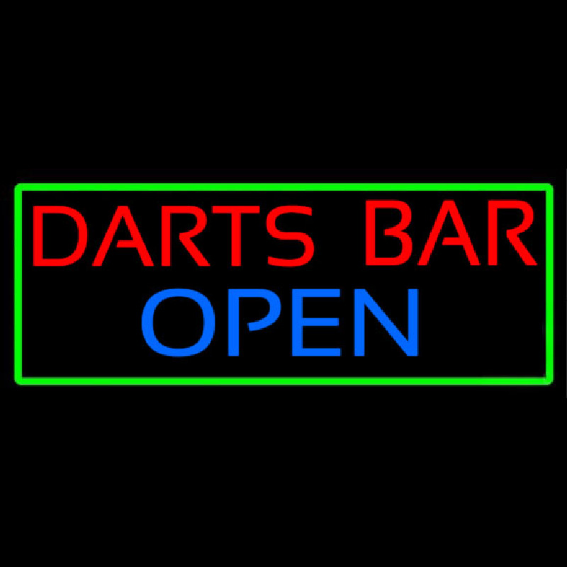 Dart Bar Open With Green Border Neontábla