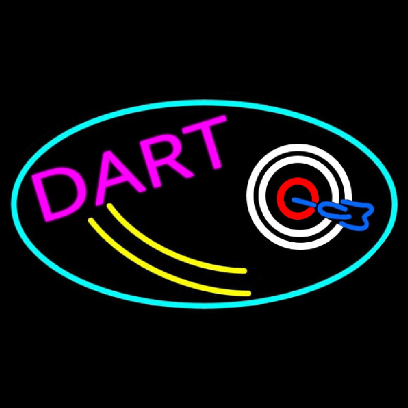 Dart Board Oval With Turquoise Border Neontábla