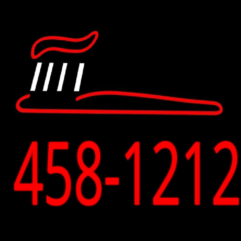 Dentist Brush Logo With Phone Number Neontábla