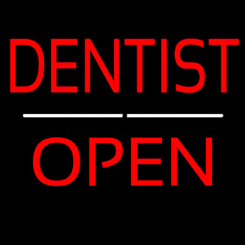 Dentist Open White Line Neontábla