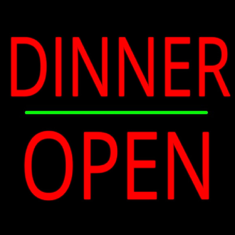 Dinner Block Open Green Line Neontábla