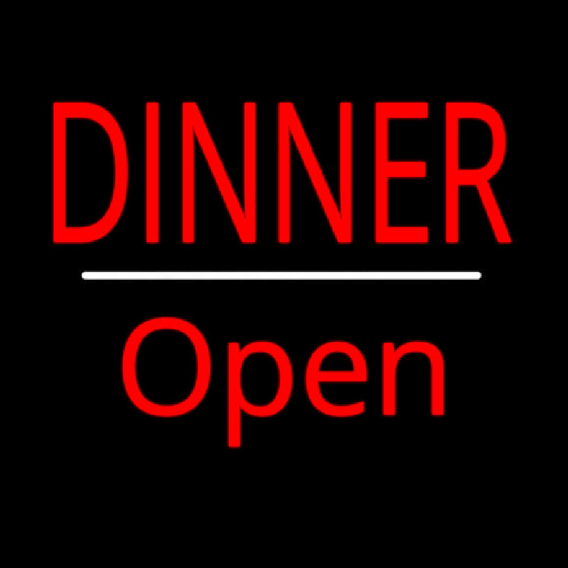 Dinner Open White Line Neontábla