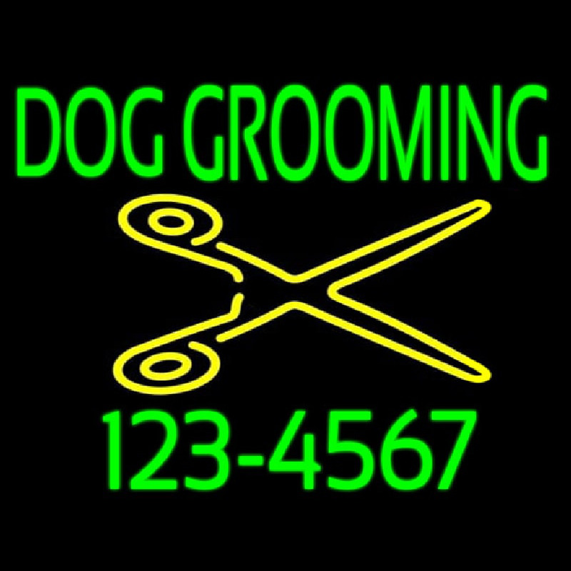Dog Grooming With Phone Number Neontábla