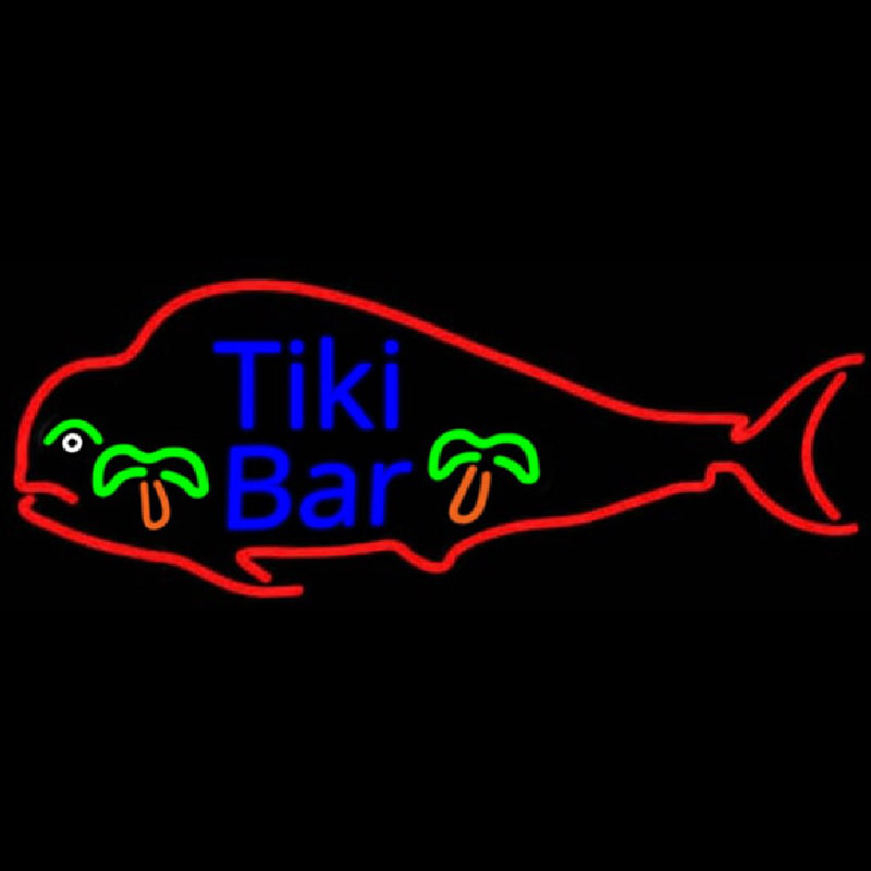 Dolphin Tiki Bar Real Neon Glass Tube Neontábla