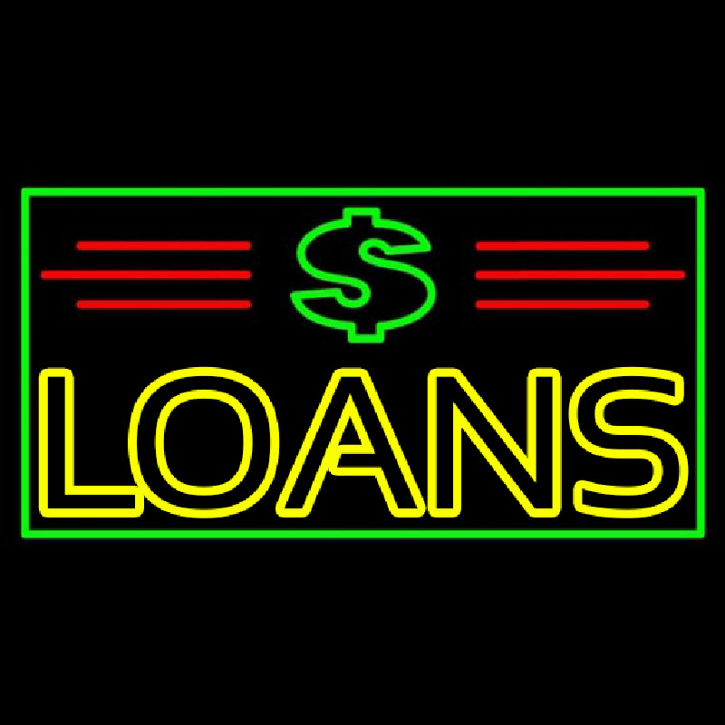 Double Stroke Loans With Dollar Logo And Border And Lines Neontábla