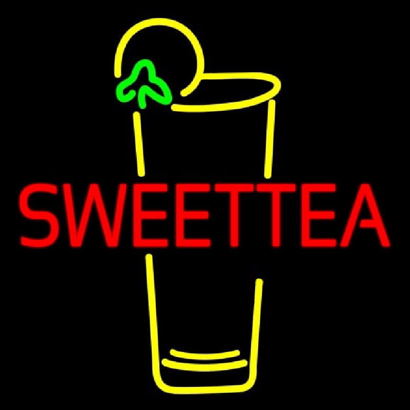 Double Stroke Sweet Tea With Glass Neontábla