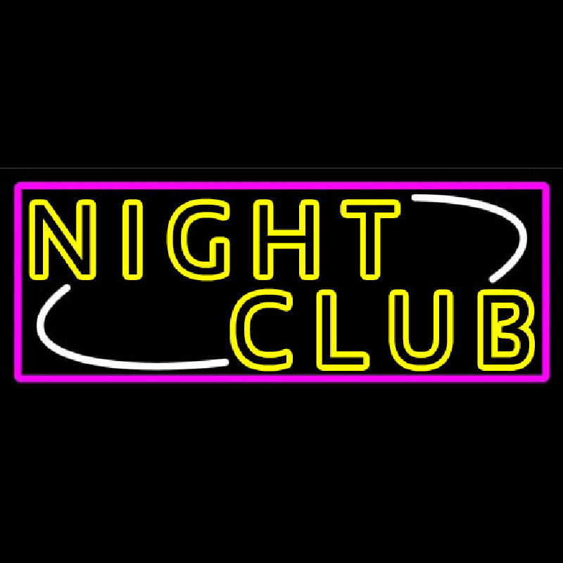 Double Stroke Yellow Night Club Pink Border Neontábla