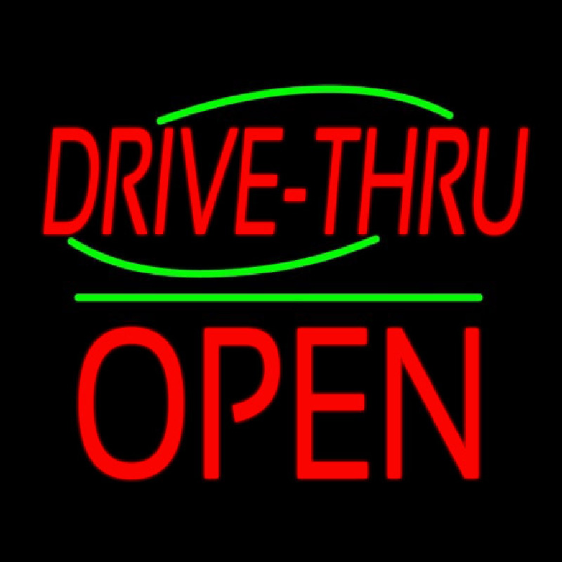 Drive Thru Block Open Green Line Neontábla