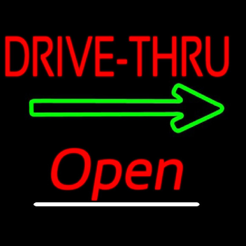 Drive Thru Open White Line Neontábla