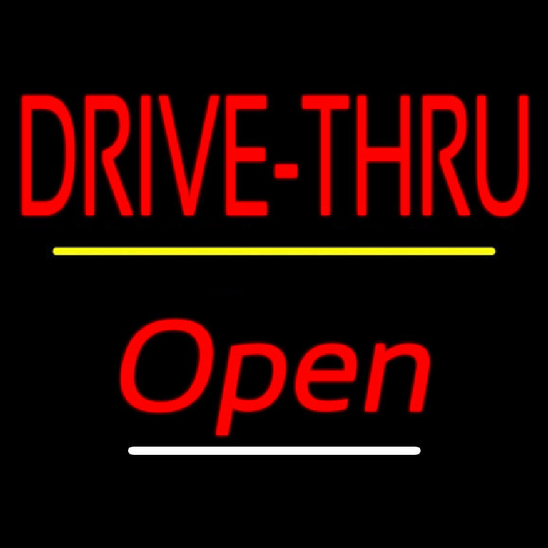 Drive Thru Open Yellow Line Neontábla