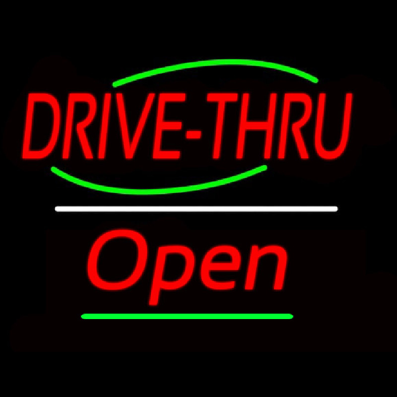 Drive Thru Open Yellow Line Neontábla