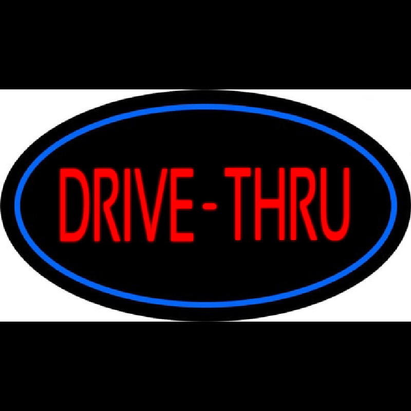 Drive Thru Oval Blue Neontábla