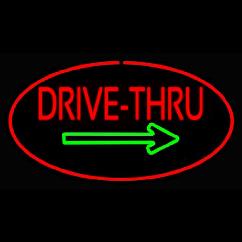 Drive Thru Oval Red Green Arrow Neontábla