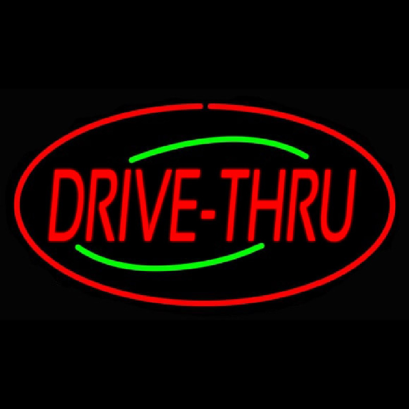 Drive Thru Oval Red Neontábla