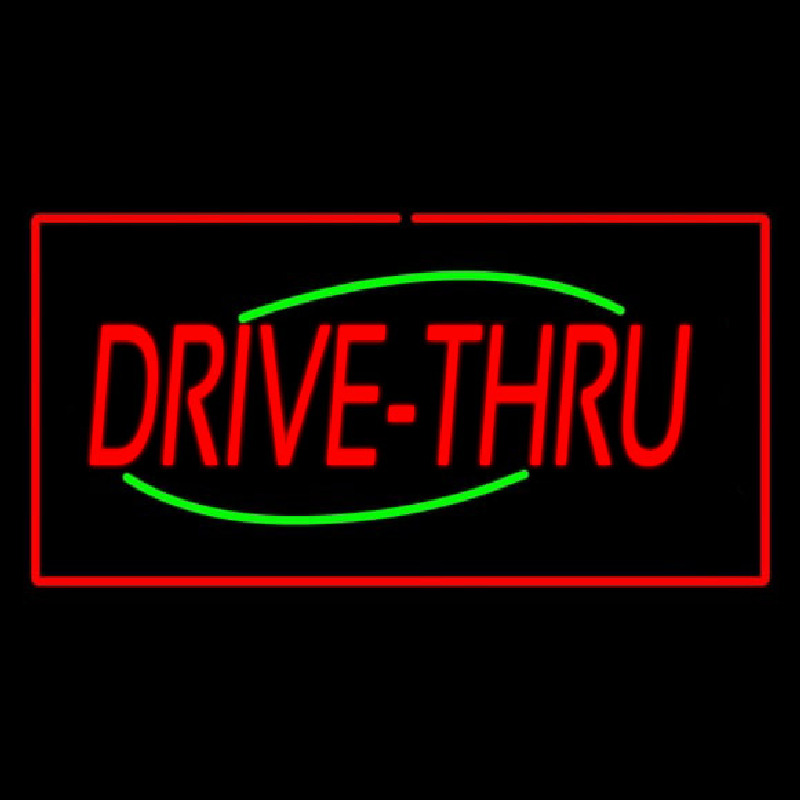 Drive Thru Rectangle Red Neontábla