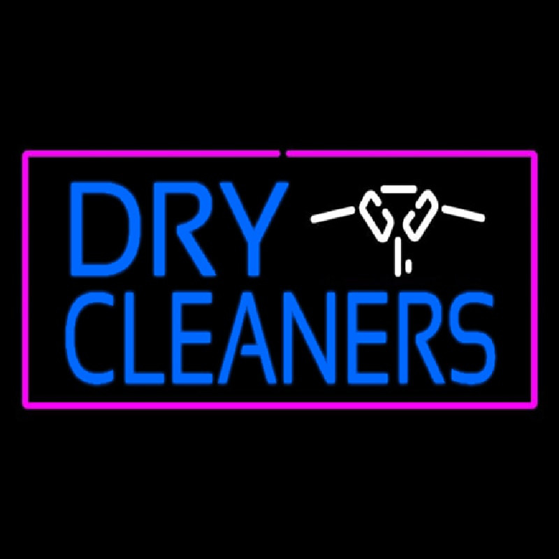 Dry Cleaners Logo Rectangle Pink Neontábla