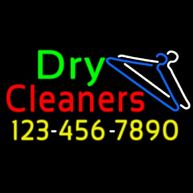 Dry Cleaners With Phone Number Logo Neontábla