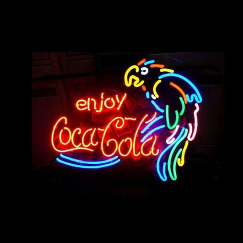 Enjoy Coca Cola Parrot Sör Kocsma Nyitva Neontábla