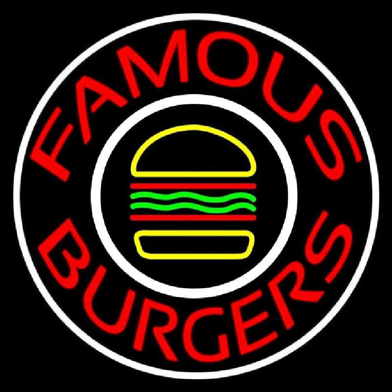 Famous Burgers Circle Neontábla
