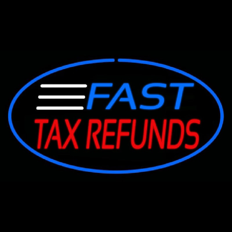 Fast Ta  Refunds Oval Blue Border Neontábla