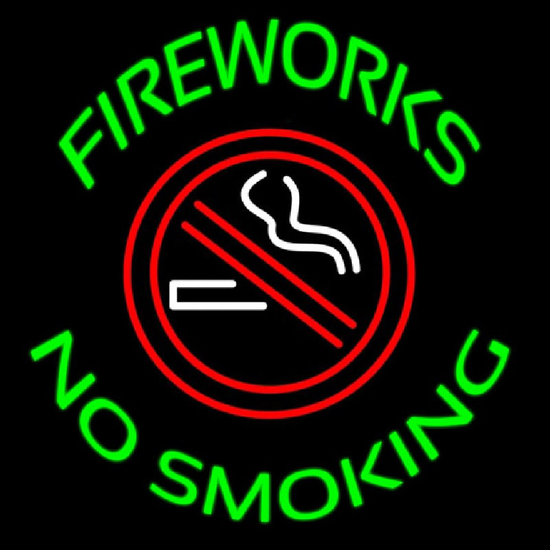 Fire Works No Smoking With Logo 2 Neontábla