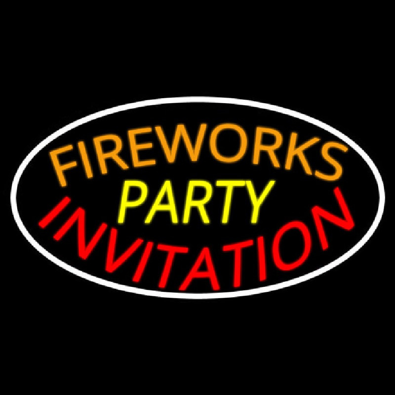 Fireworks Party Invitation In A Neontábla