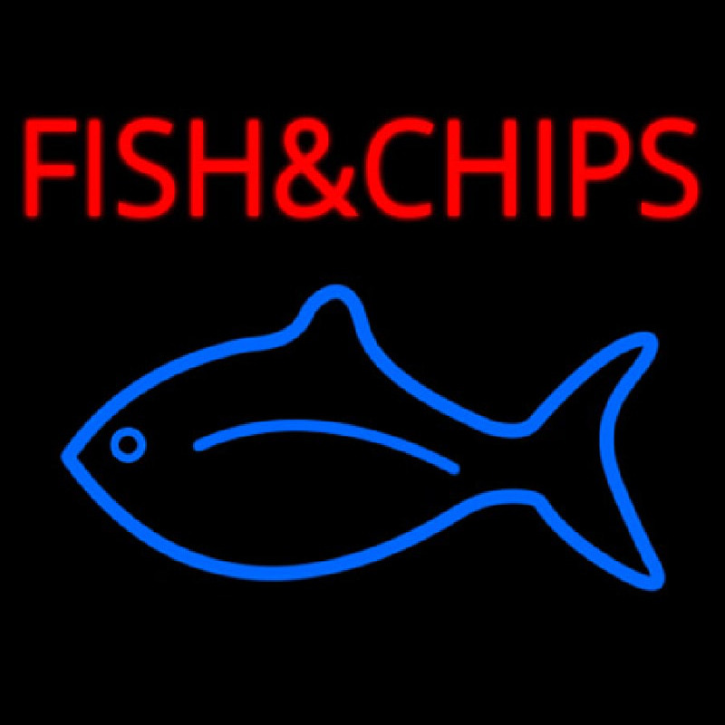 Fish And Chips With Fish Logo  Neontábla